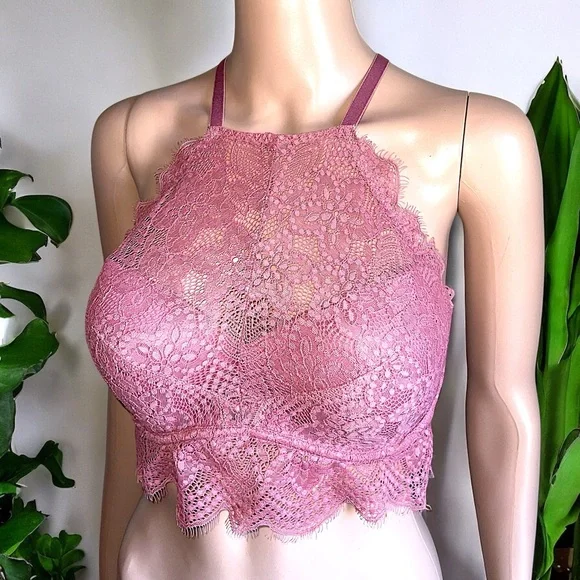Victoria's Secret PINK Eyelash Lace High-Neck Bralette - Picture 7 of 16